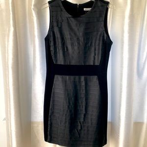 Genuine Leather and ponte knit shift dress